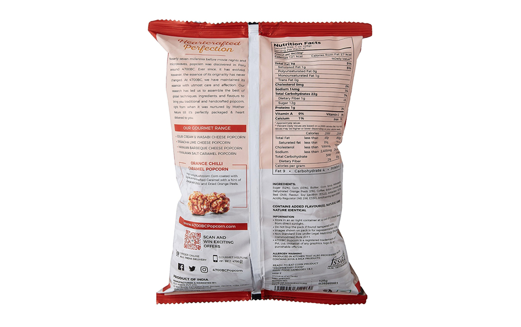 4700BC Orange Chilli Caramel Popcorn Heartcrafted Perfection   Pack  60 grams